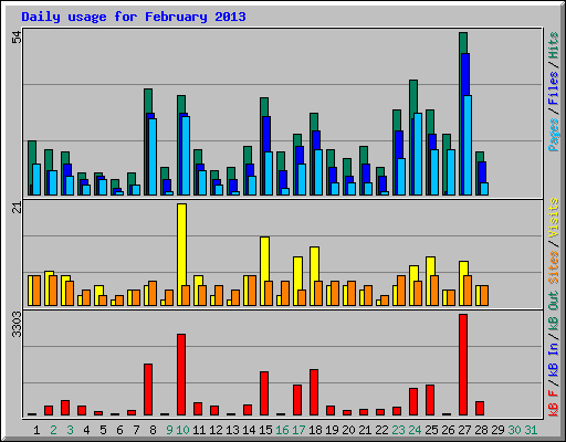 Daily usage for February 2013