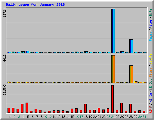 Daily usage for January 2016