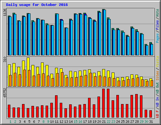 Daily usage for October 2016