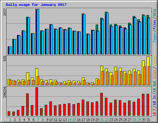 Daily usage for January 2017