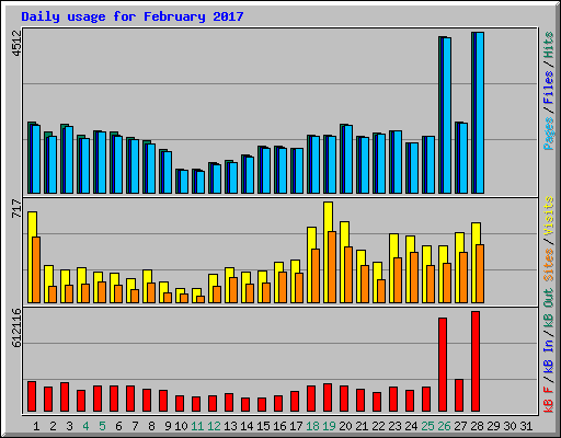 Daily usage for February 2017