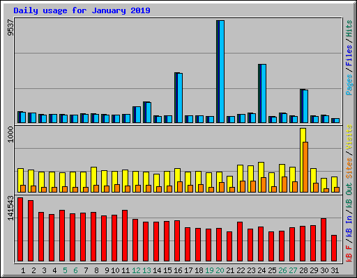 Daily usage for January 2019