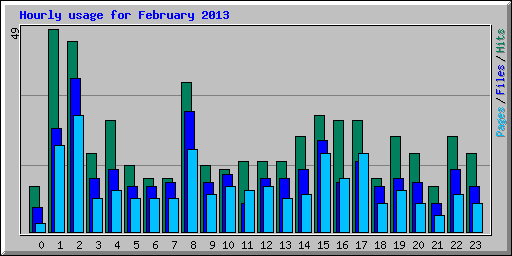 Hourly usage for February 2013