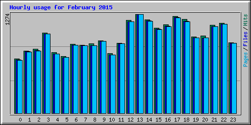 Hourly usage for February 2015