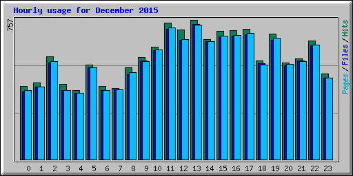 Hourly usage for December 2015