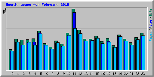 Hourly usage for February 2016