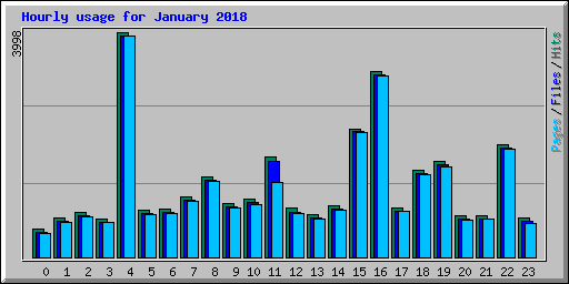 Hourly usage for January 2018